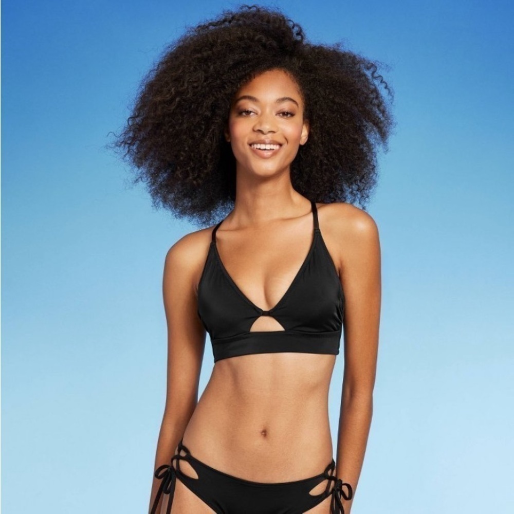 Women's Longline Cut Out Bikini Top - Shade
& Shore™ Black